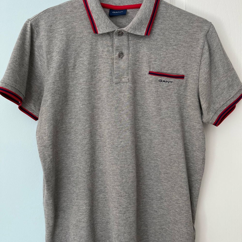 GANT Gray Polo Shirt with Red Accents
